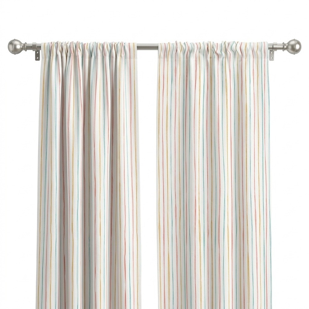 Ambesonne Striped Window Curtains 2 Panel Set Rod Pocket 56x95 Multicolor White
